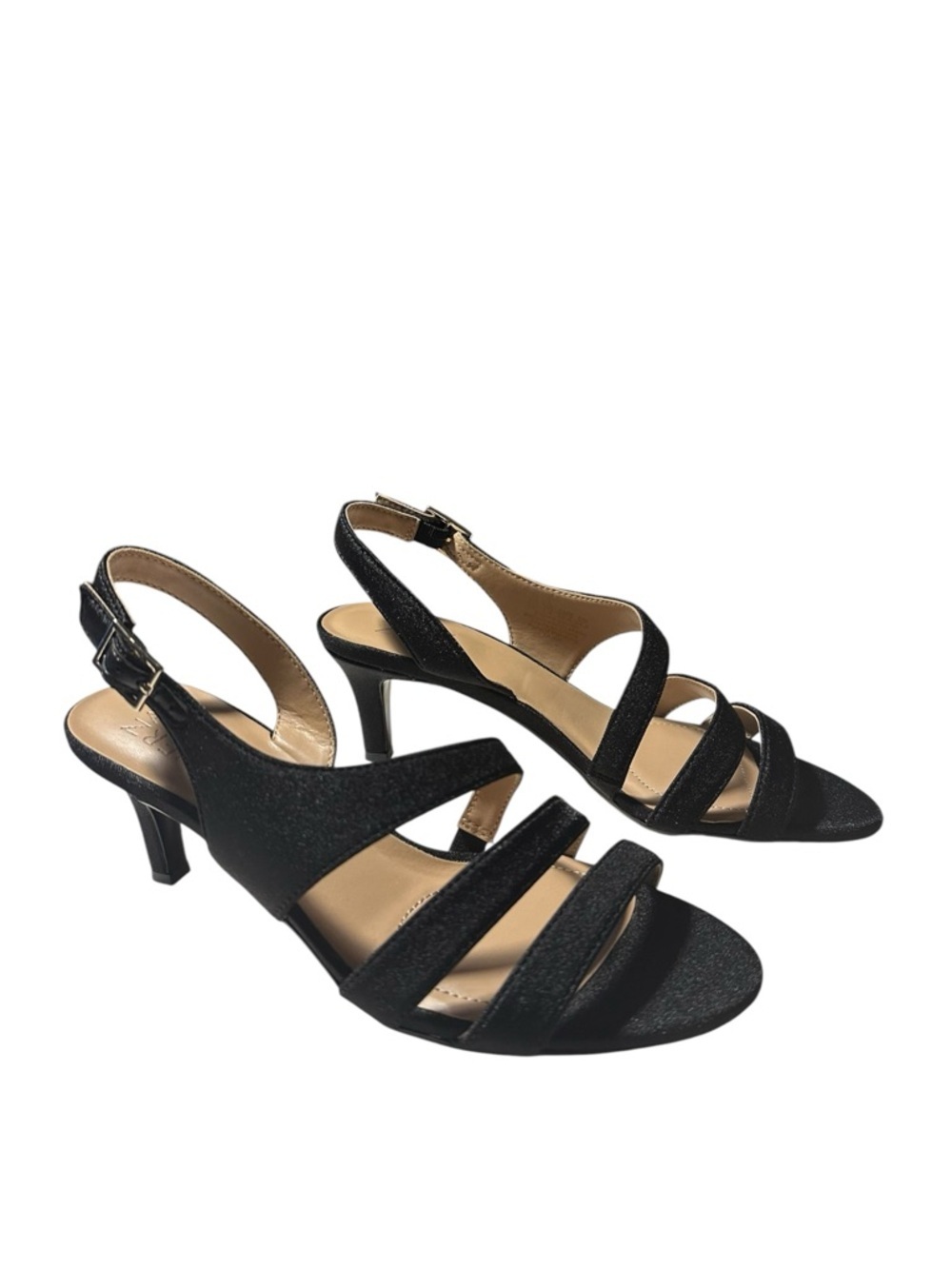 Naturalizer Taimi Black Strappy Sandals Size 8M Fabric Heels Slingback Shoes